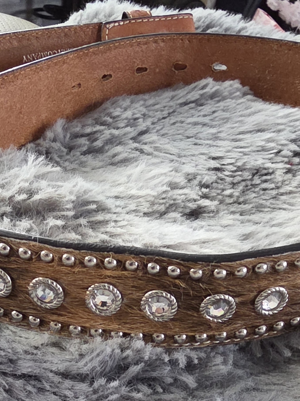 Crystal-Studded Brown Leather Women’s Belt